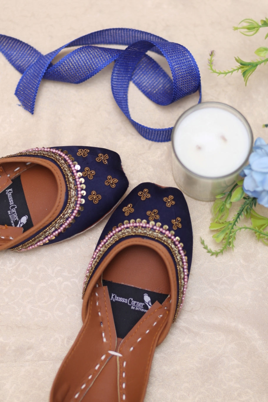 Blue work khussa – Khussa Corner