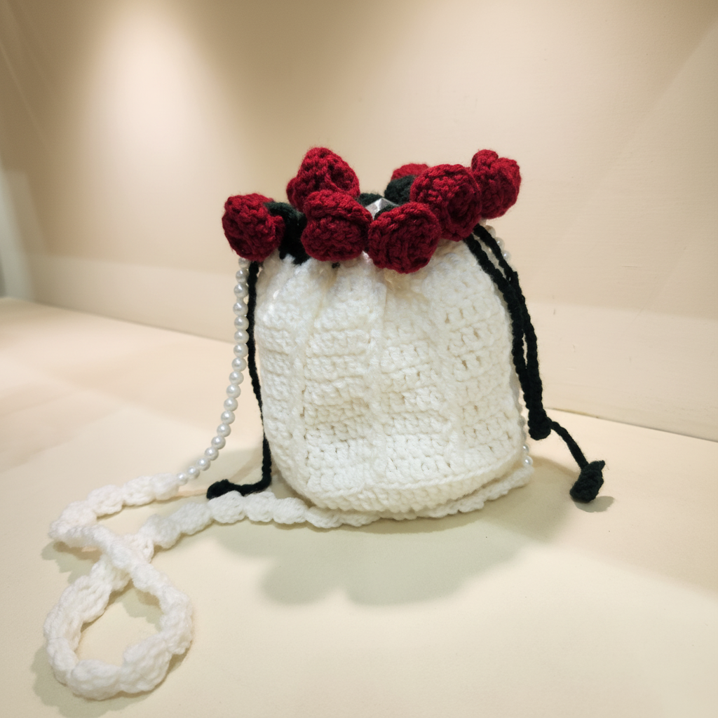 Red Roses Crochet Khussa & Potli Combo