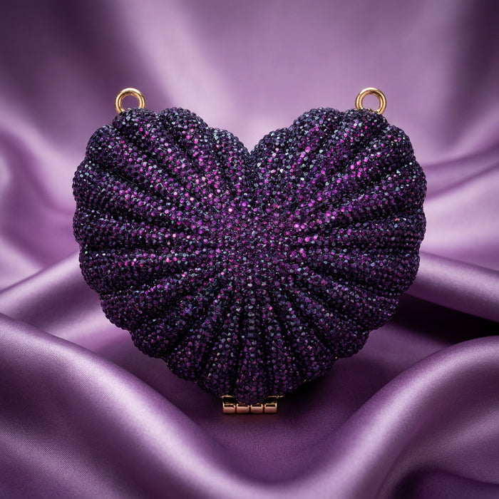 Amour Crystal Heart Clutch (Plum)
