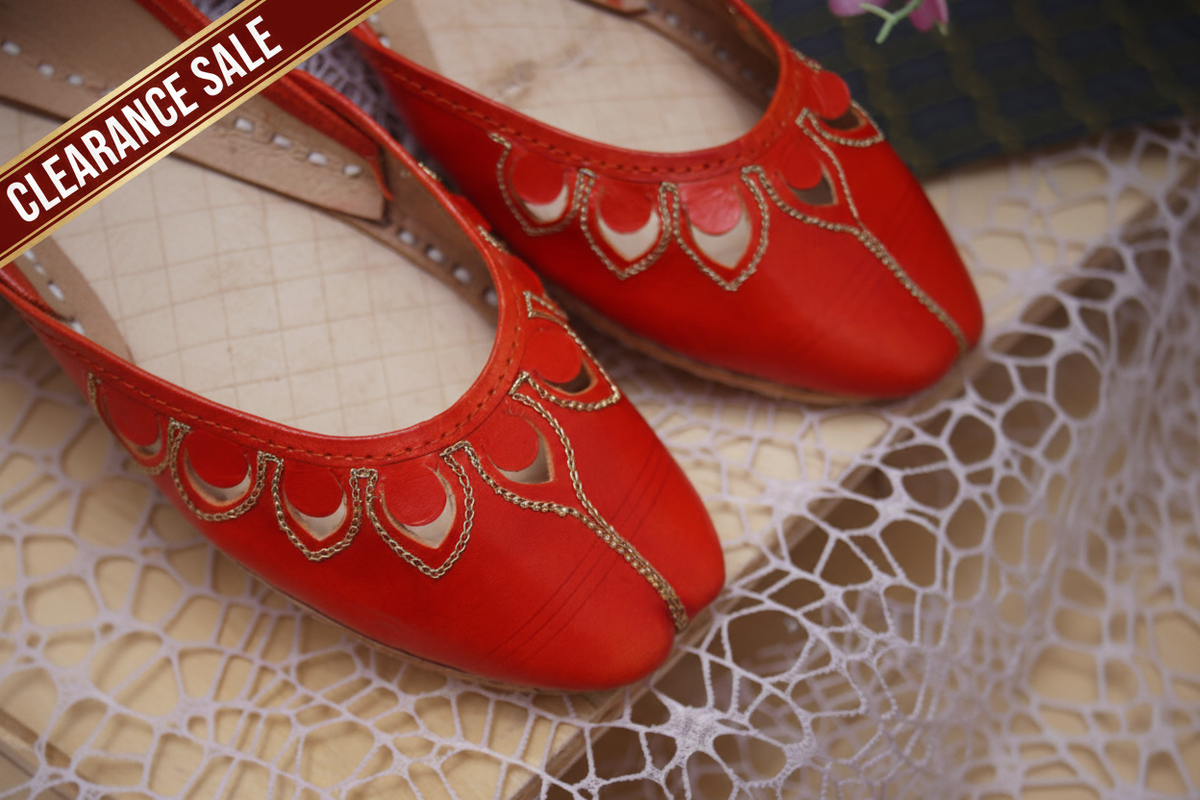 Orange Petal Leather Khussa