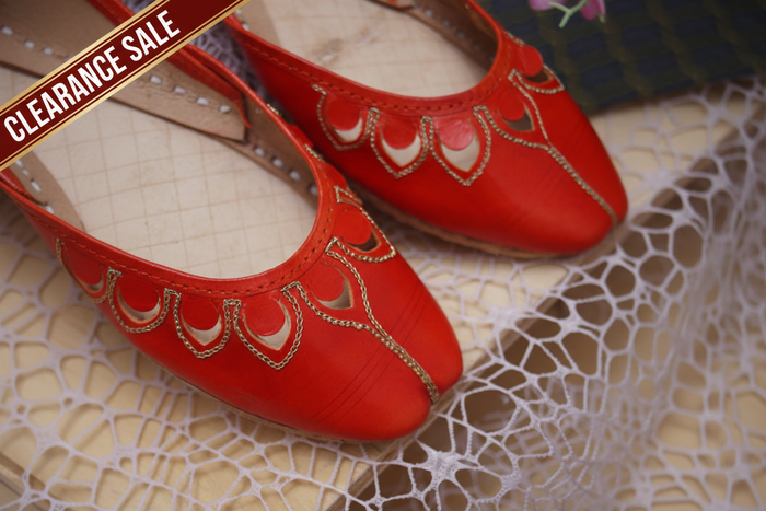 Orange Petal Leather Khussa
