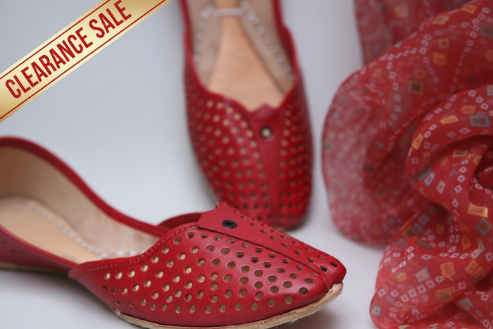 Red Cutwork Khussa