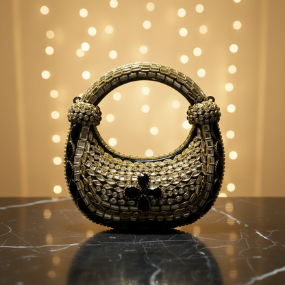 Kundan JetBlack Clutch