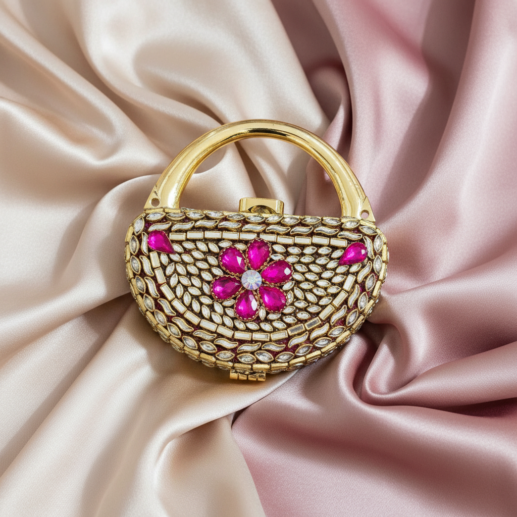 Mughlia Kundan Clutch (Pink)
