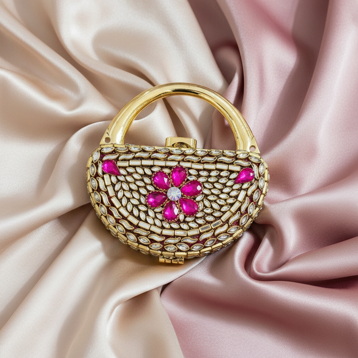 Mughlia Kundan Clutch (Pink)