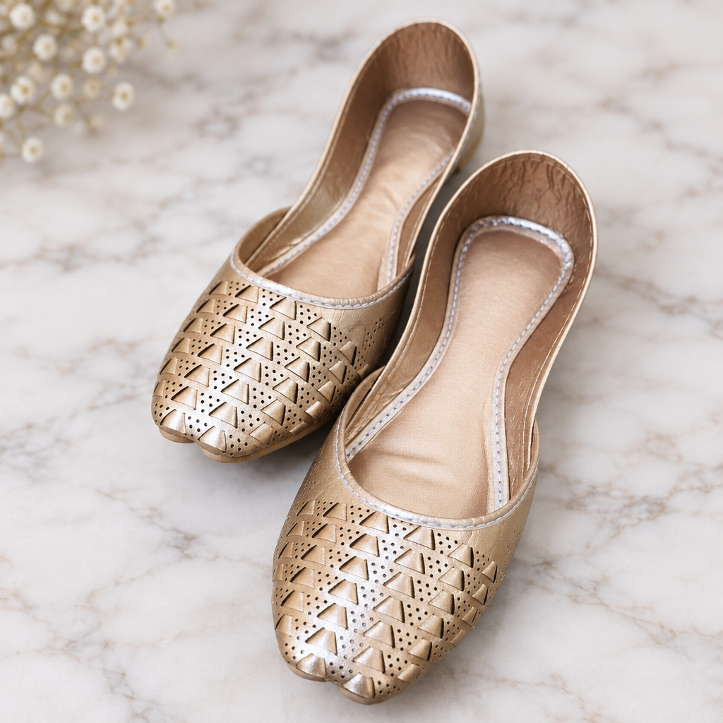 Chikankari Khussa-Golden