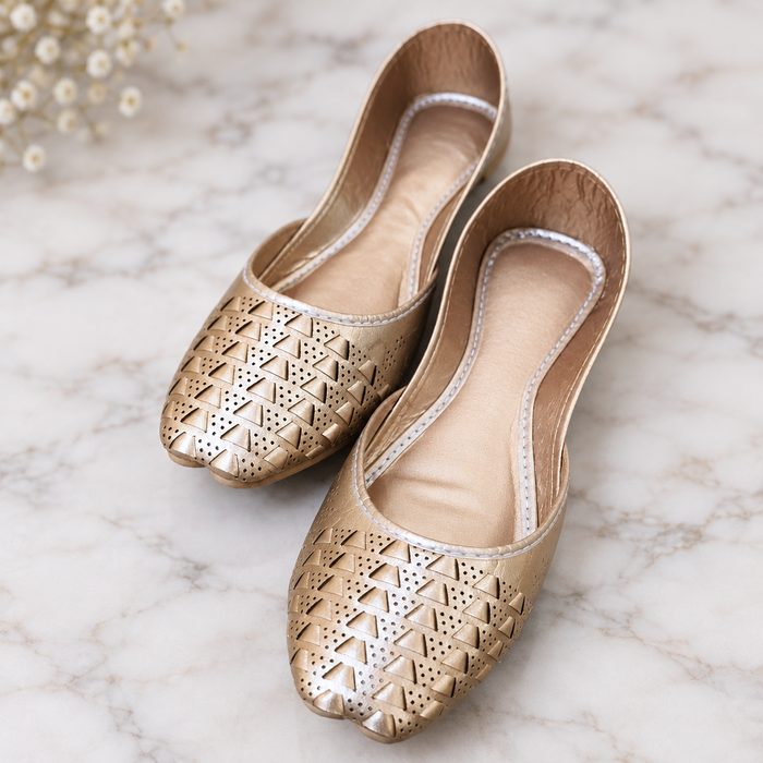 Chikankari Khussa-Golden