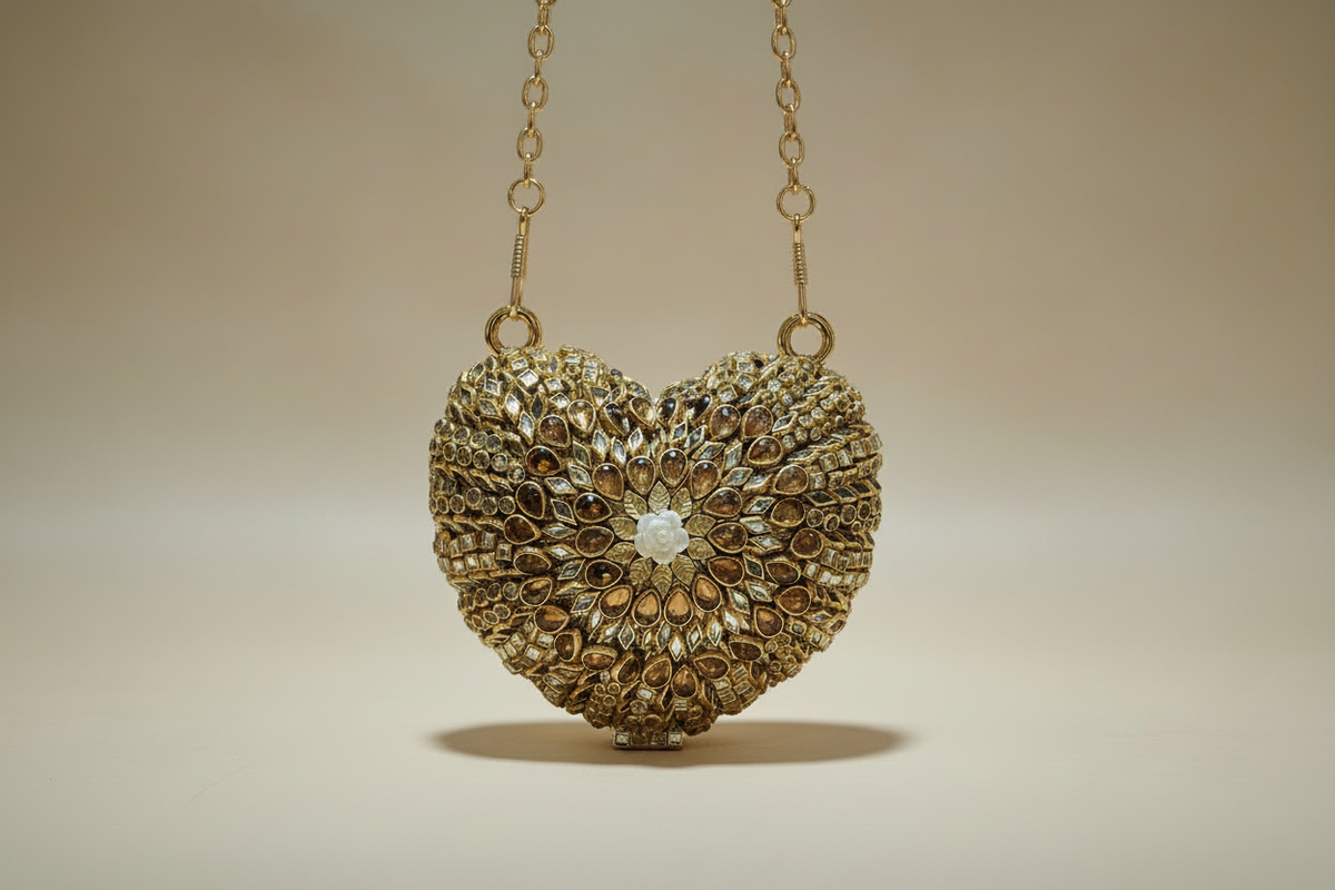 Kundan Heart Clutch (C)