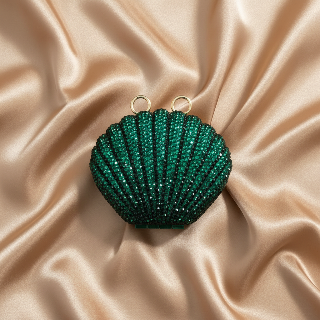 Shellena Crystal Clutch-Emerald Green