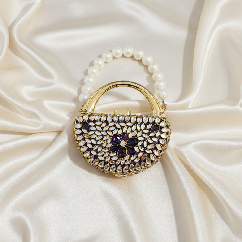 Mughlia Kundan Clutch (Plum)