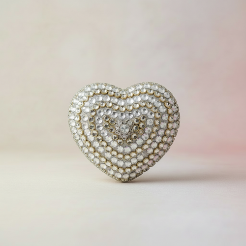 Crystal Heart Clutch (Silver)