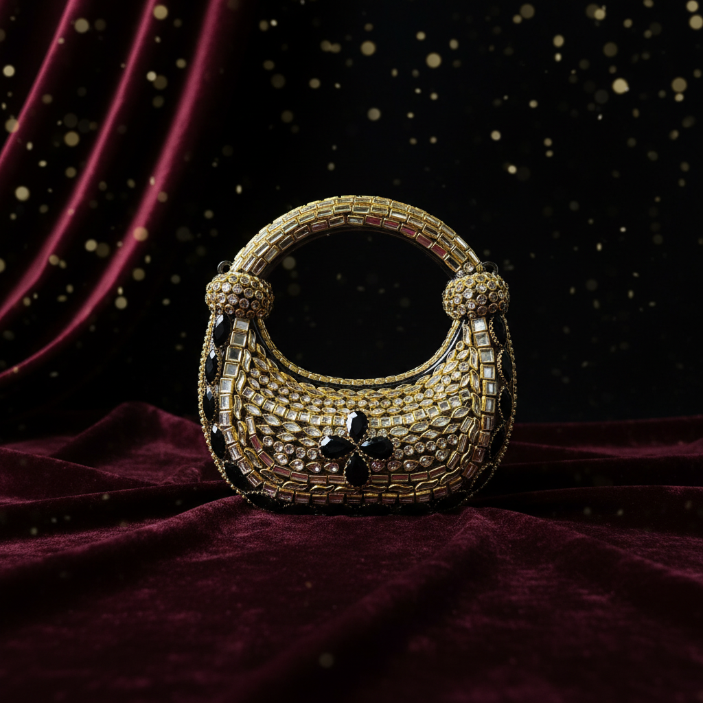 Kundan JetBlack Clutch