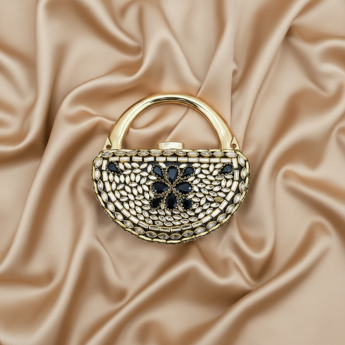 Mughlia Kundan Clutch (Black)