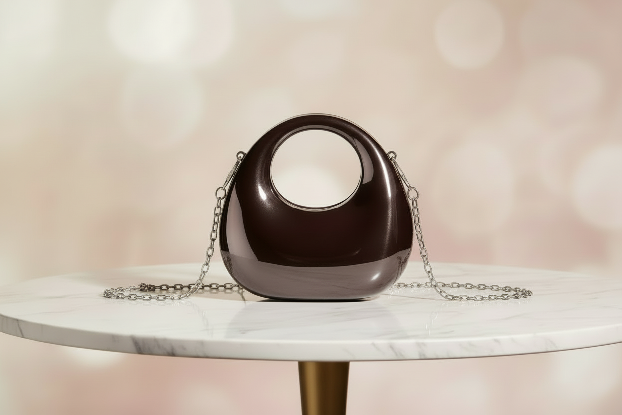 Dazzling Statement Mini Clutch(Brown)