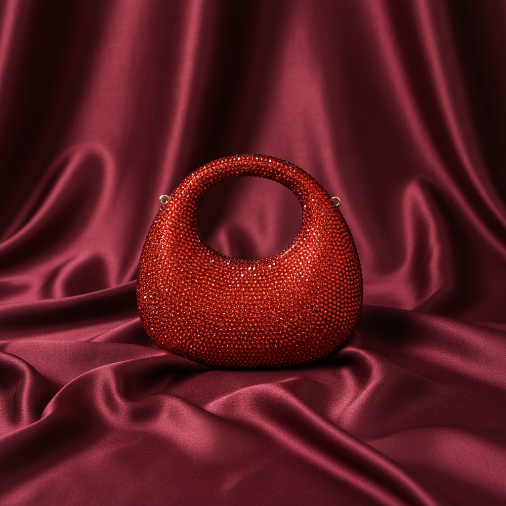 Luna Crystal Clutch- Red