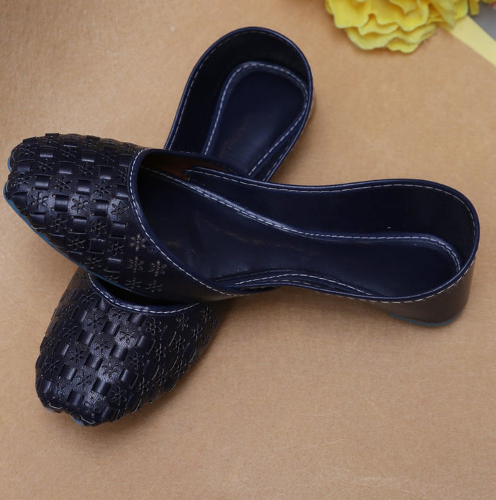 Chikankari Khussa-Dark Navy