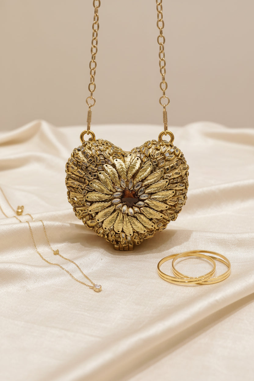 Kundan Heart Clutch (B)