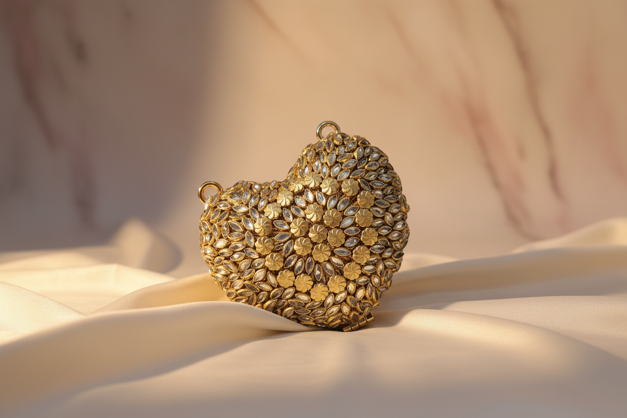 Kundan Heart Clutch (D)