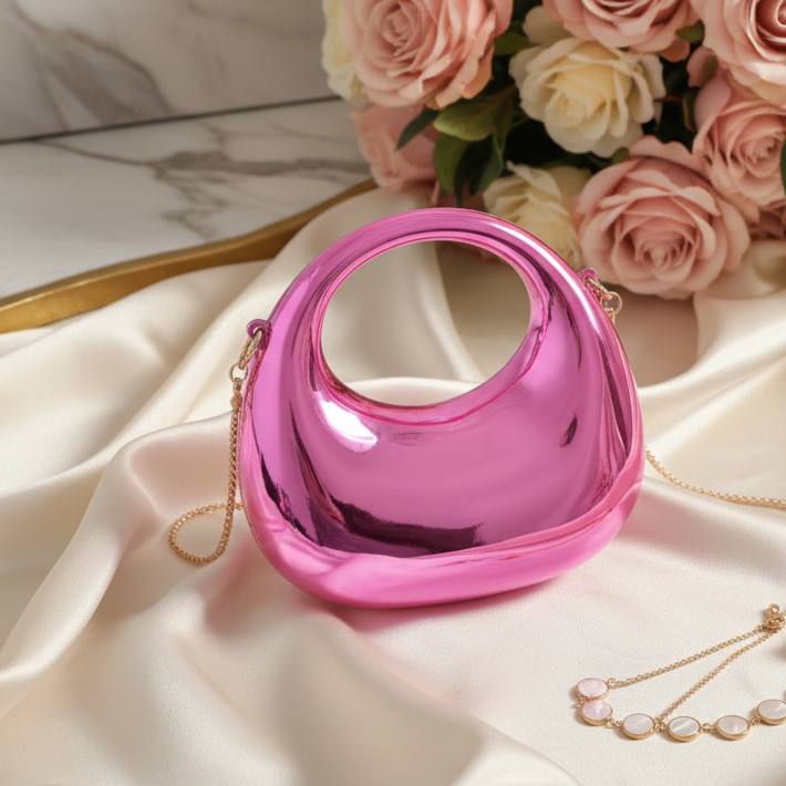 Dazzling Statement Mini Clutch(Pink)