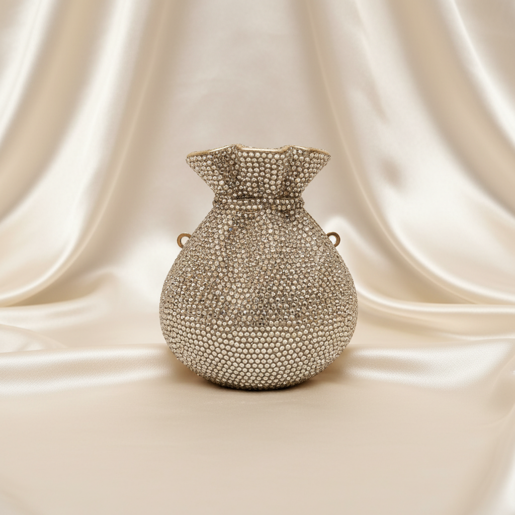 Rhinestone Potli Clutch- Gold