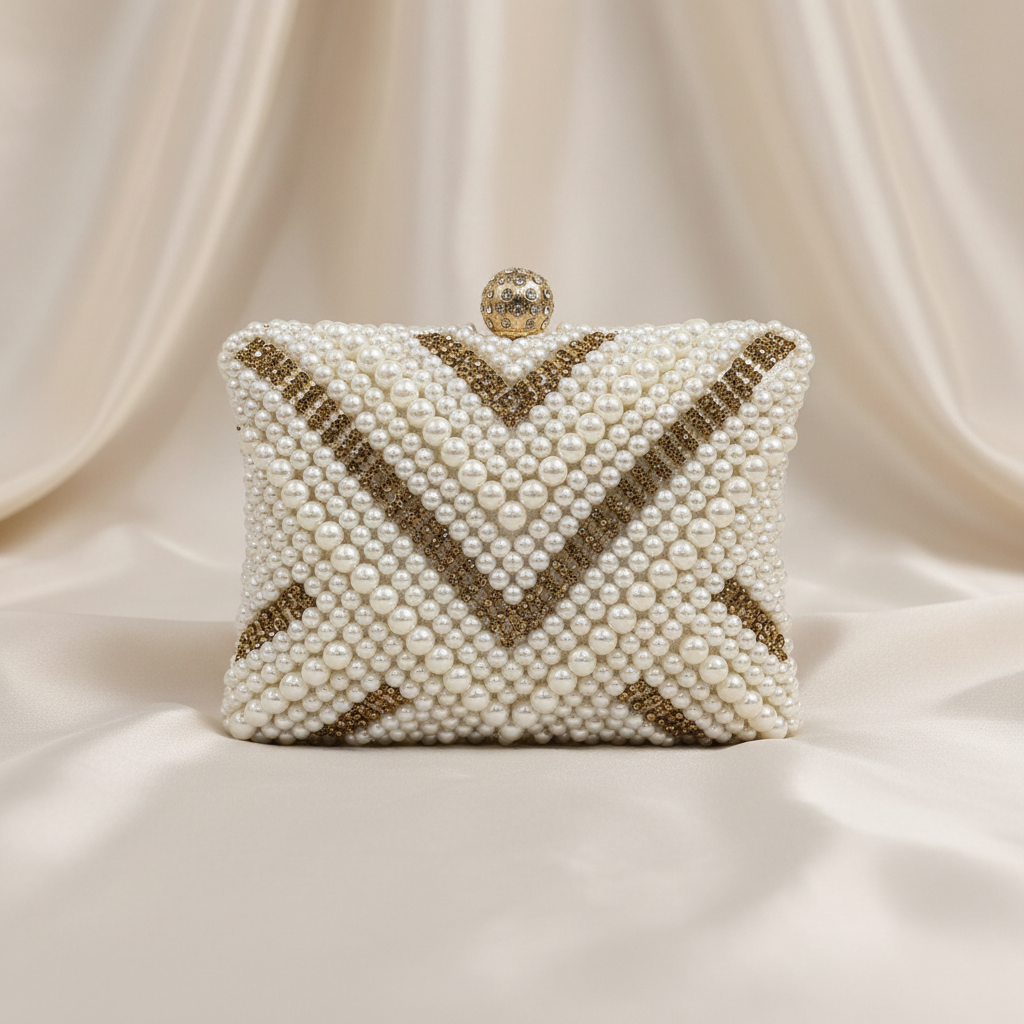 Pearl Square Clutch (White)