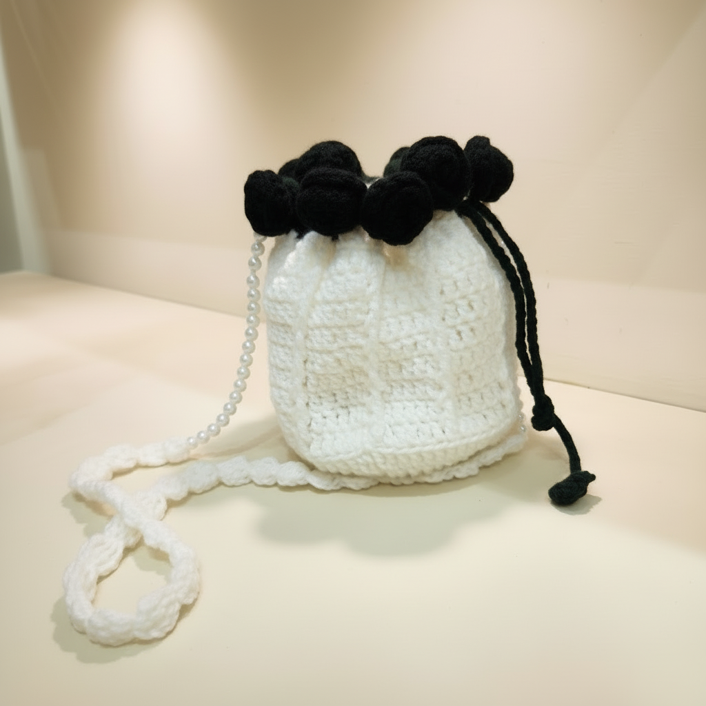 Rose Crochet Potli (Black)
