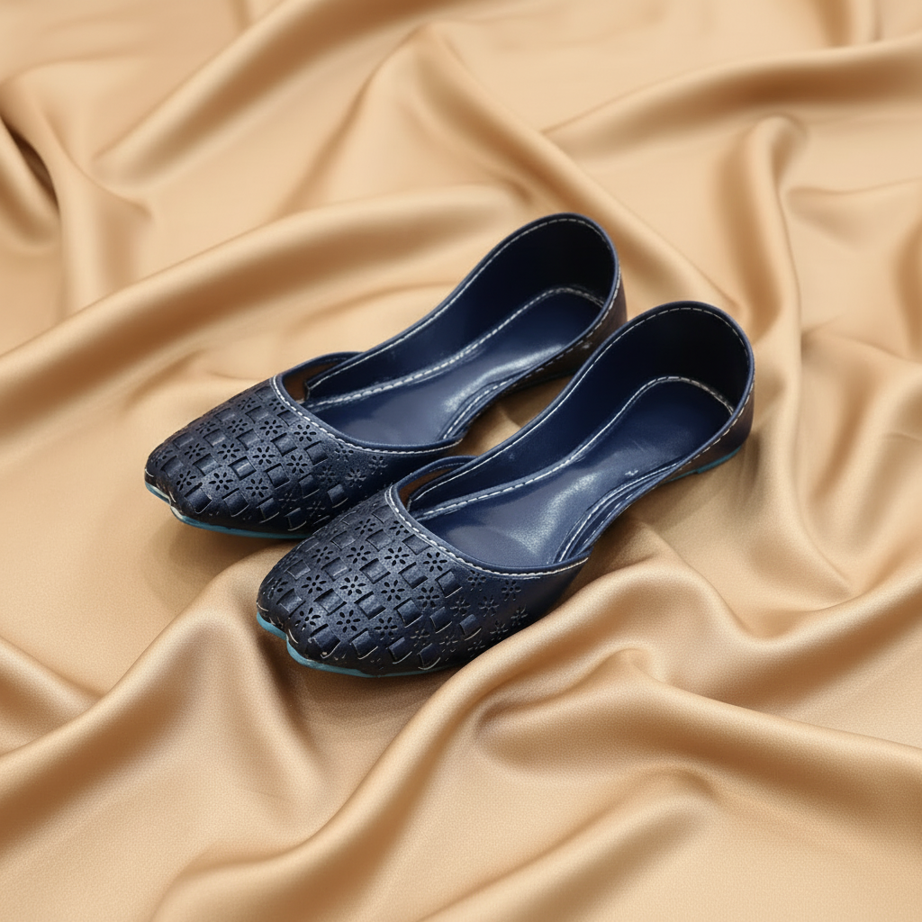 Chikankari Khussa-Dark Navy