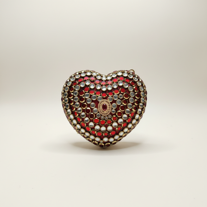 Crystal Heart Clutch (Maroon)