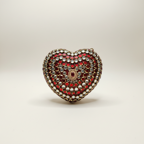 Crystal Heart Clutch (Maroon)