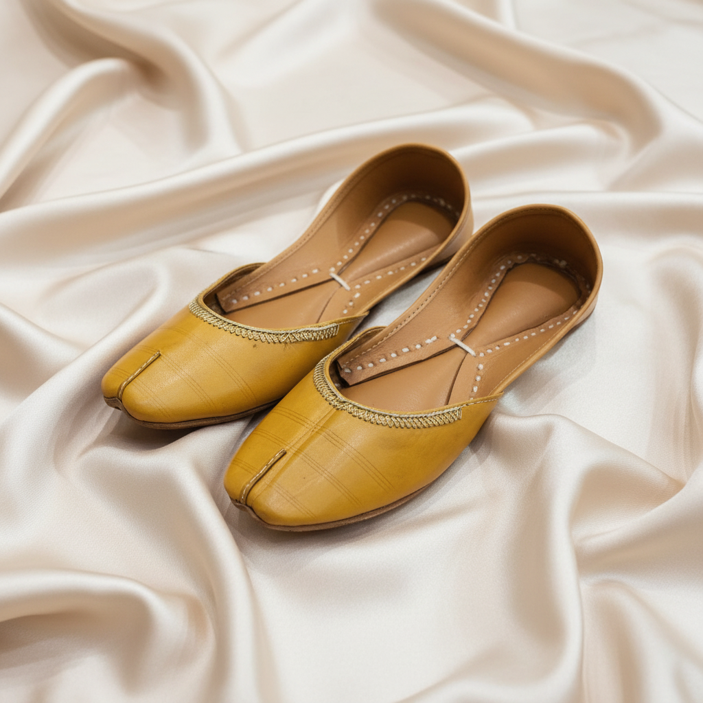 Yellow Zari Leather