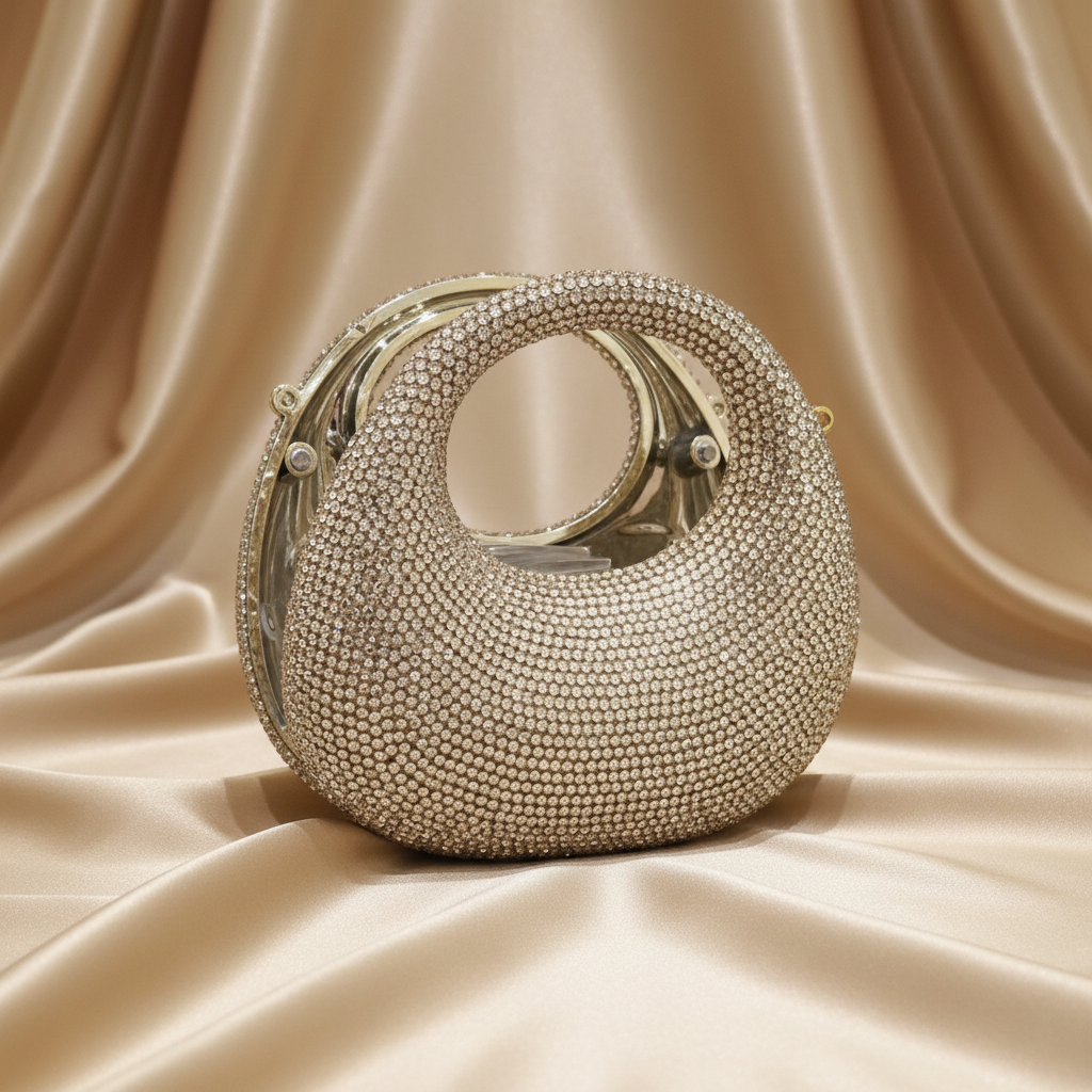 Luna Crystal Clutch- Golden