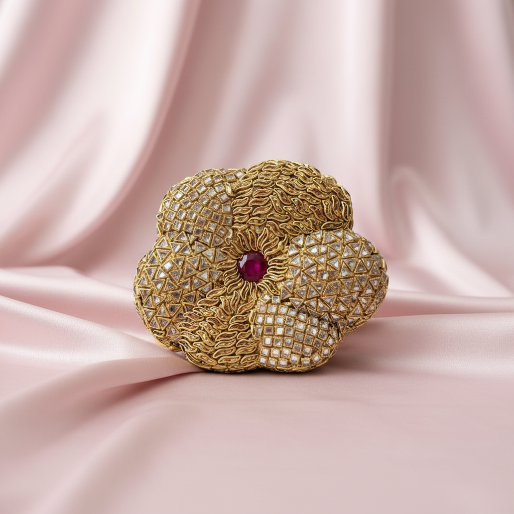 Kundan Flower Clutch (A)
