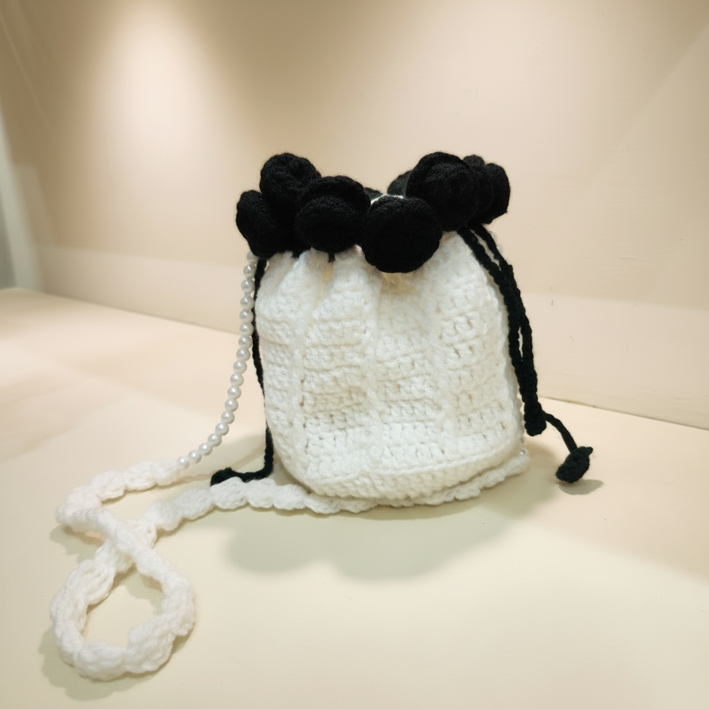 Rose Crochet Potli (Black)
