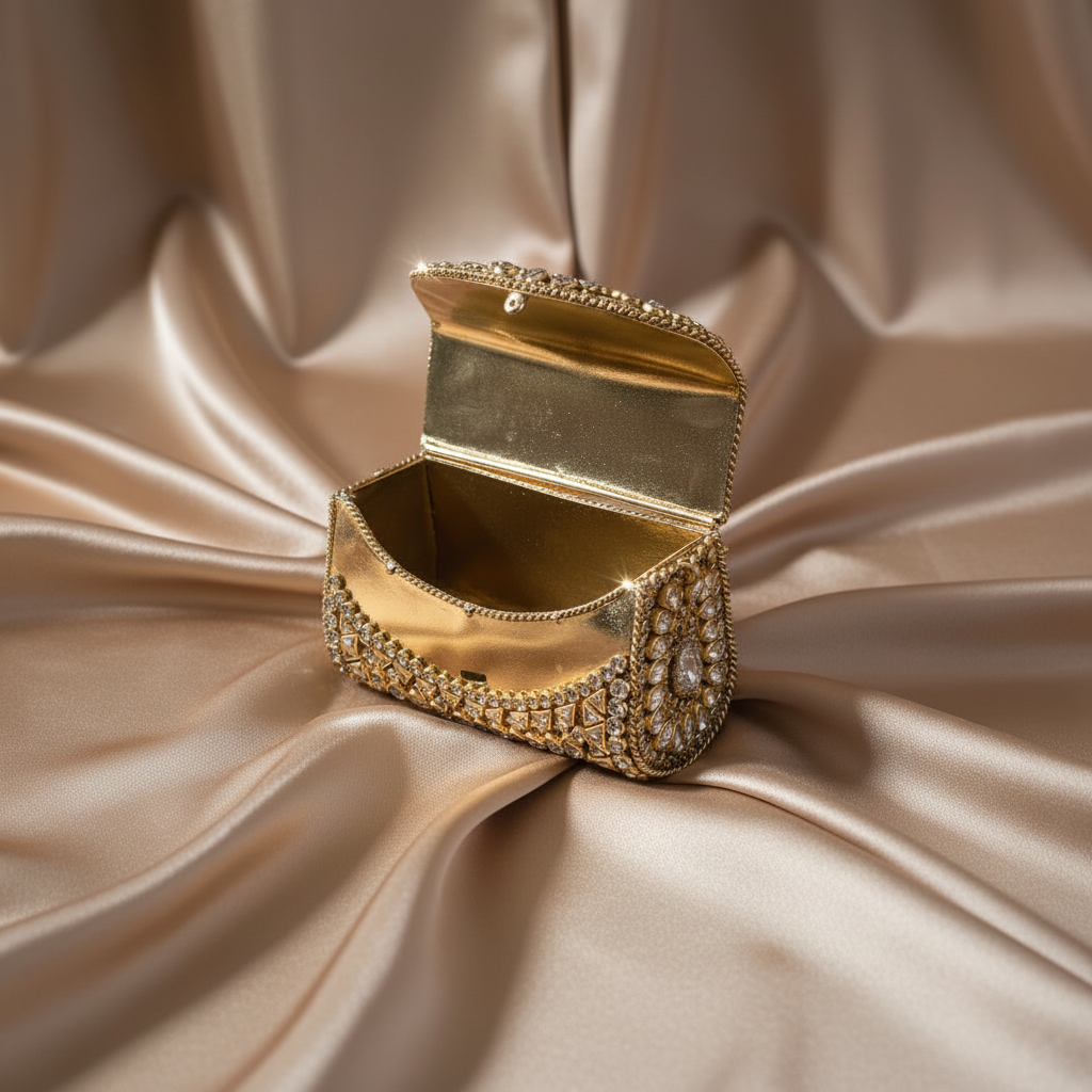 Kundan Turkish Clutch - Silver