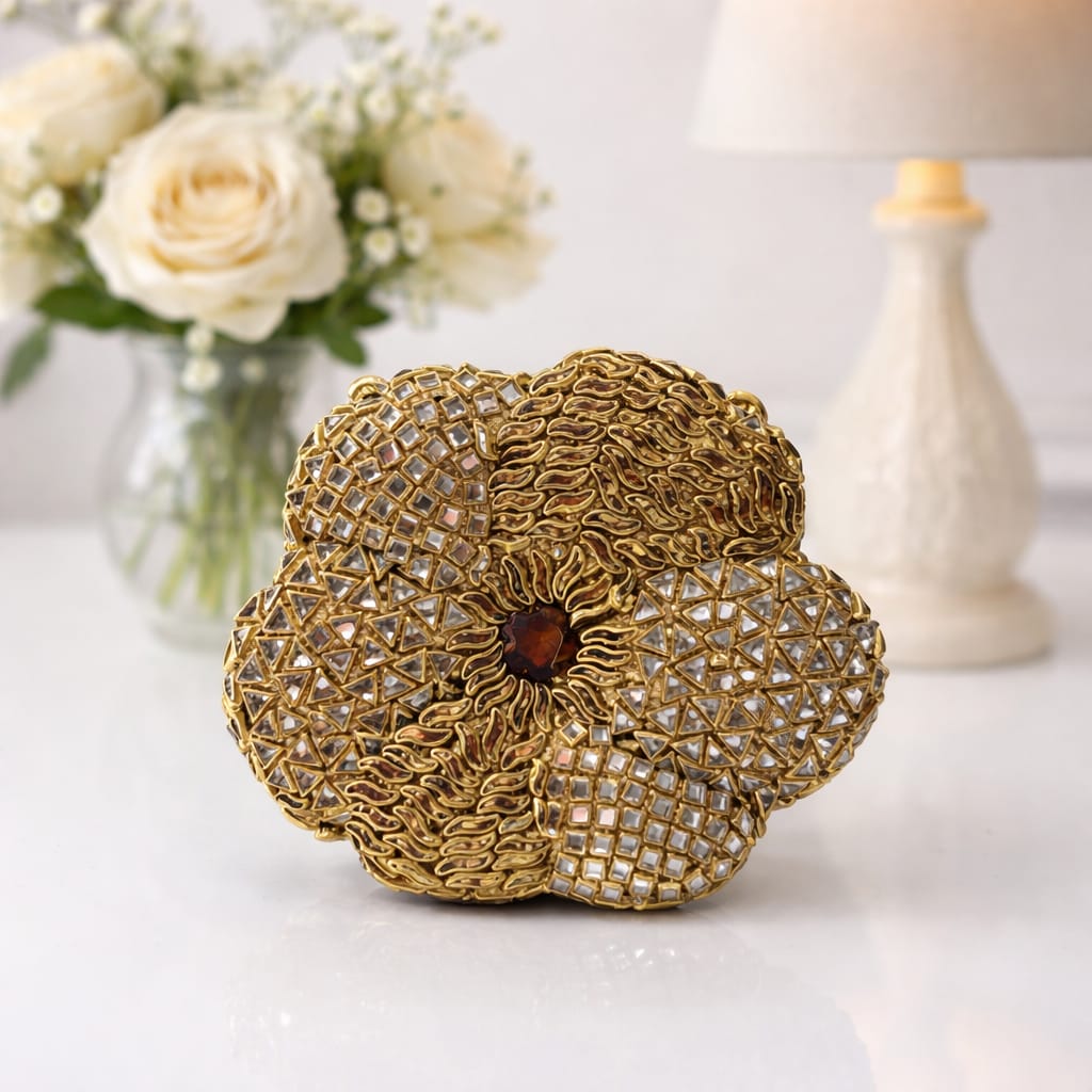 Kundan Flower Clutch (A)