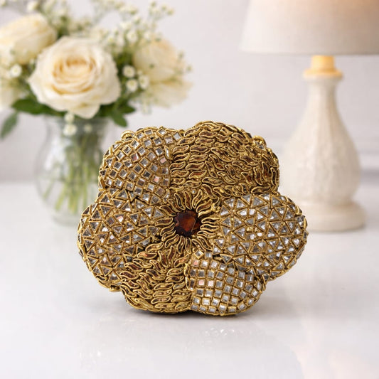Kundan Flower Clutch (A)
