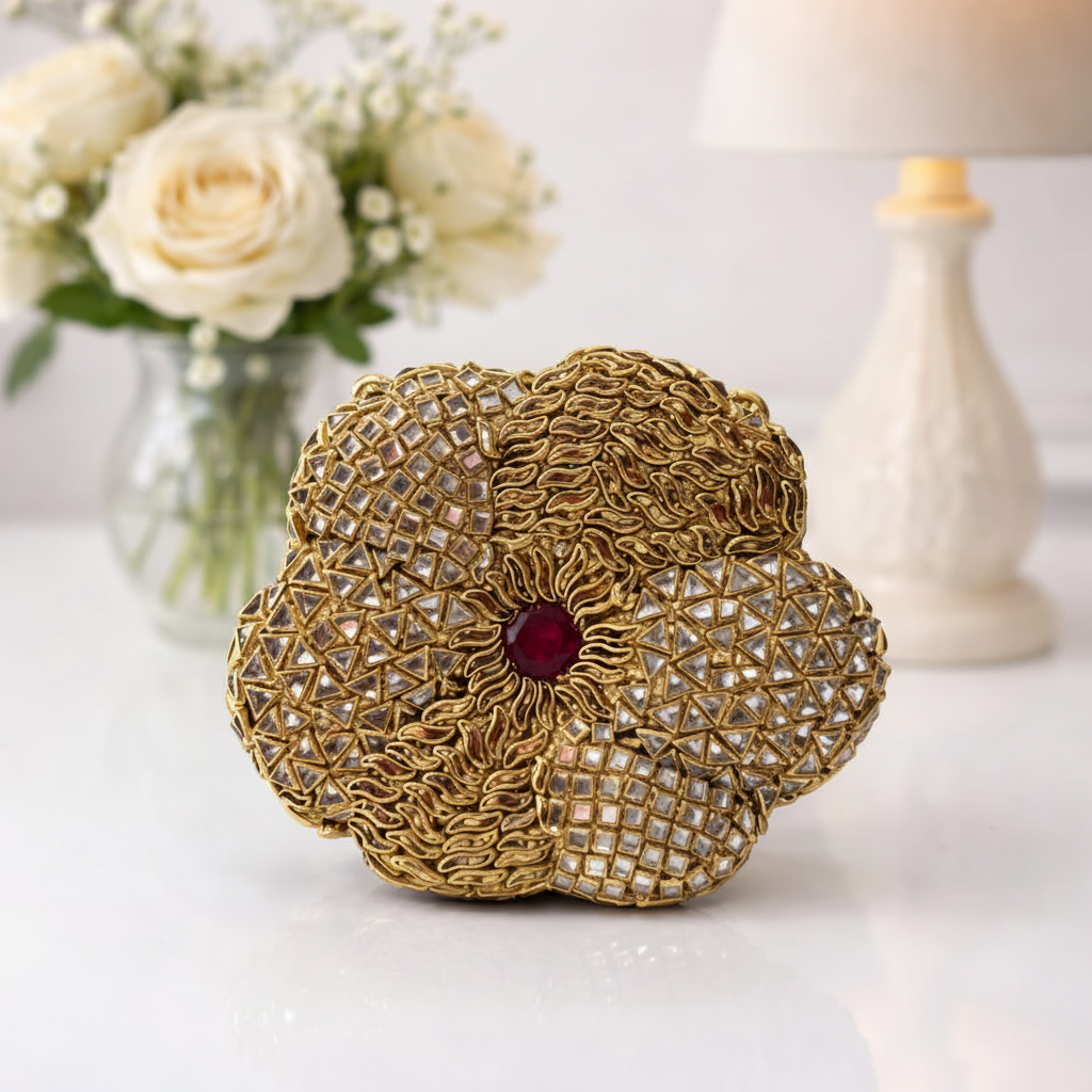 Kundan Flower Clutch (A)
