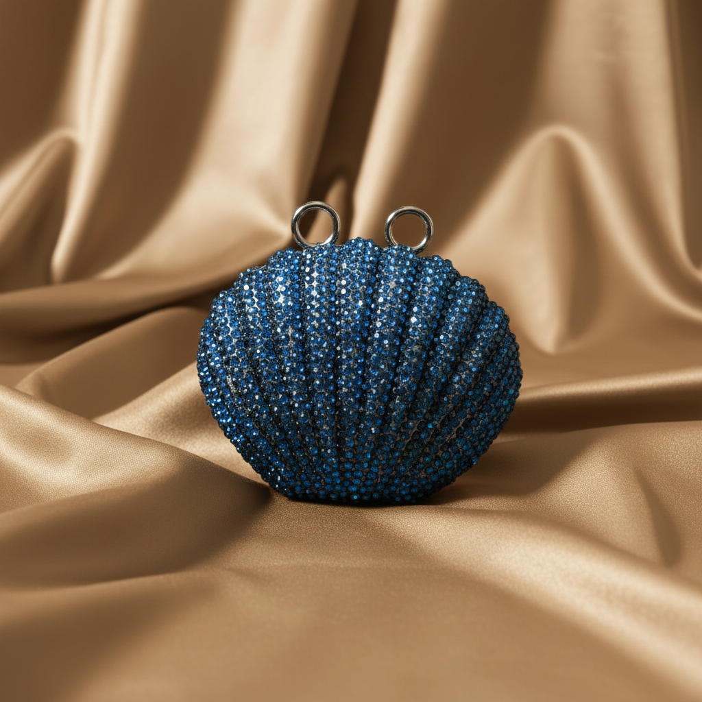 Shellena Crystal Clutch- Dark Blue