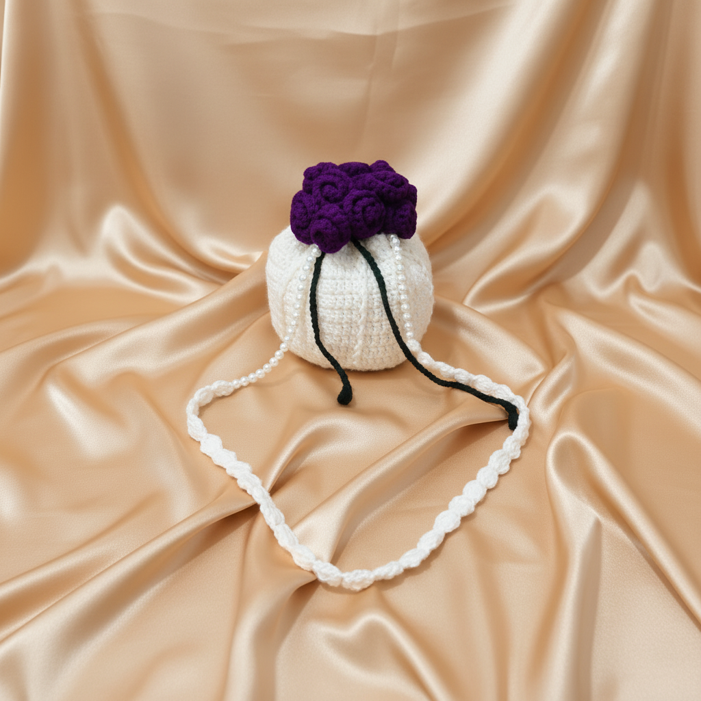 Rose Crochet Potli (Purple)