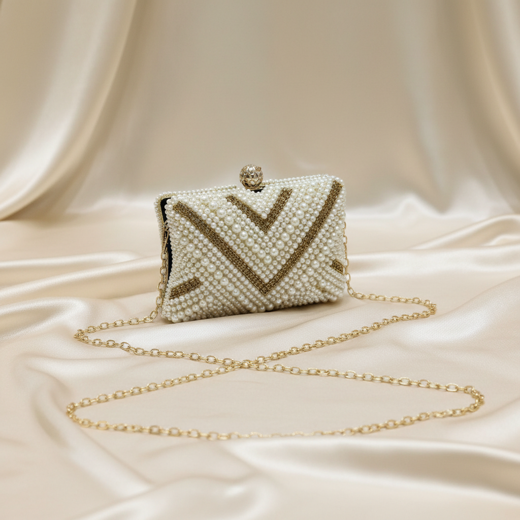 Pearl Square Clutch (White)