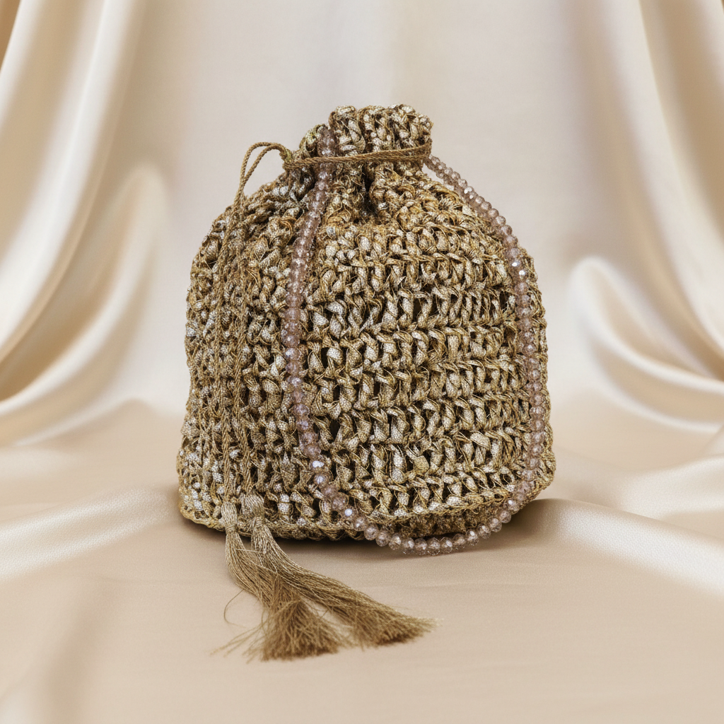 Sunheri Gota Handcrafted Potli Bag
