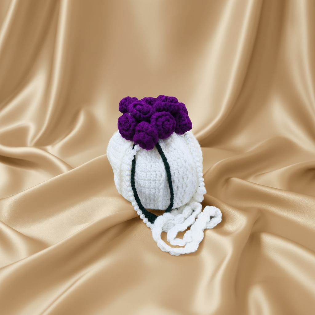 Rose Crochet Potli (Purple)