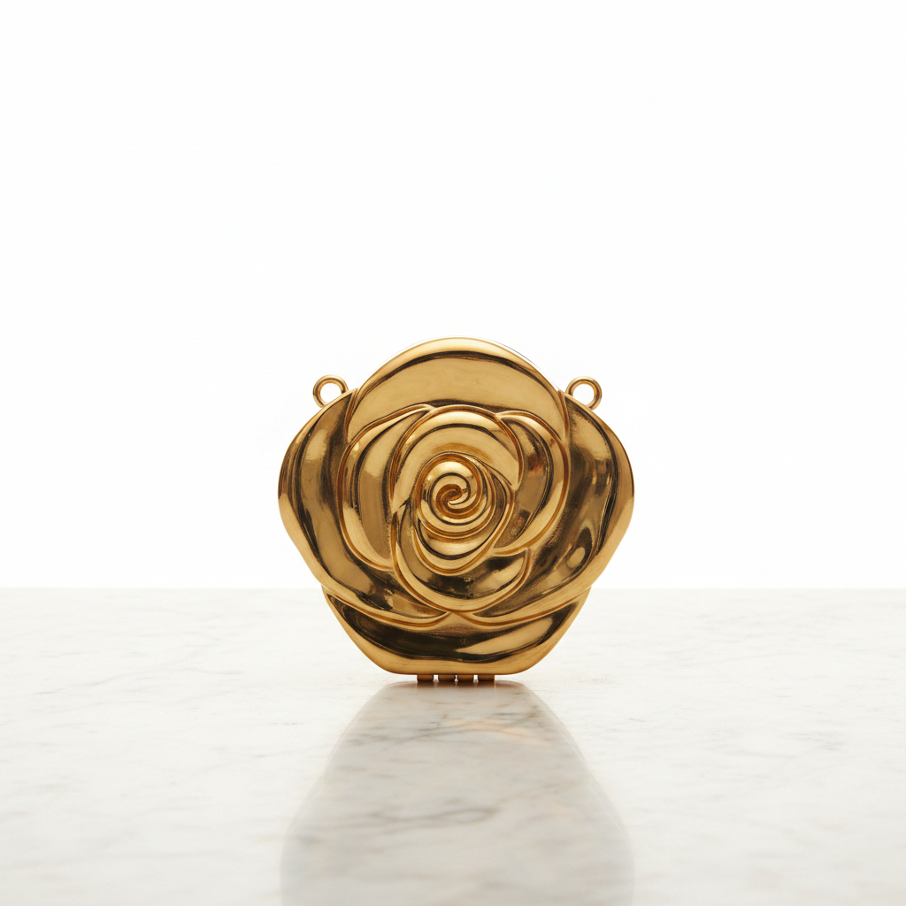 Metal Rose Clutch (Gold)