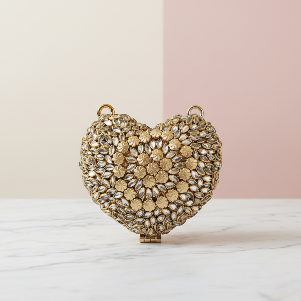 Kundan Heart Clutch (D)