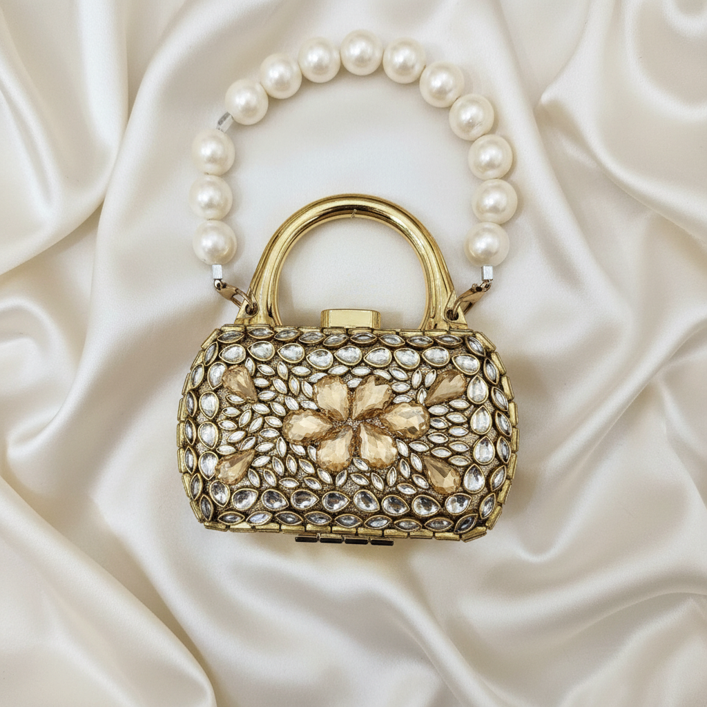 Nawabi Kundan Clutch (Gold)