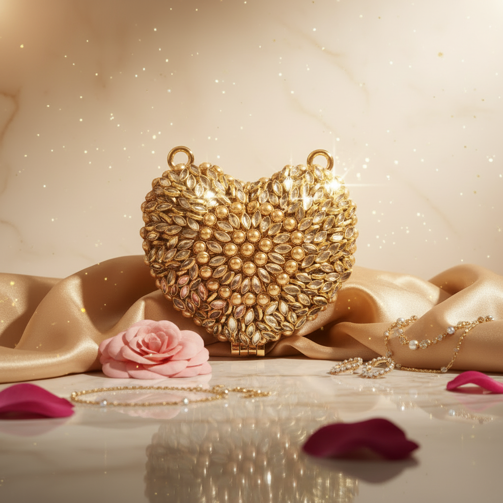 Kundan Heart Clutch (E)