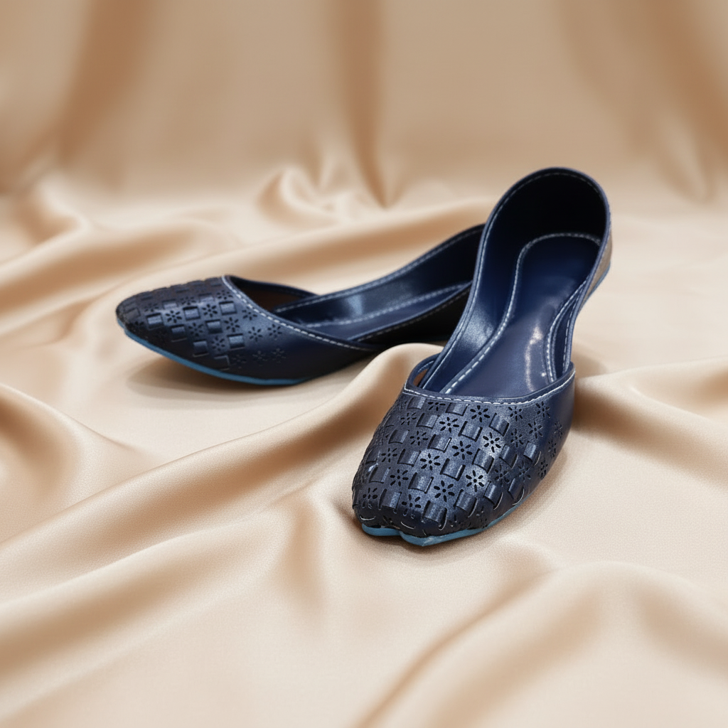 Chikankari Khussa-Dark Navy