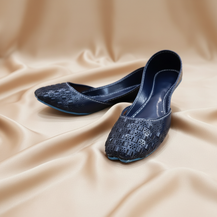 Chikankari Khussa-Dark Navy
