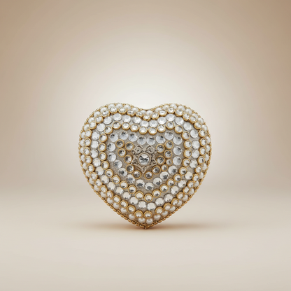 Crystal Heart Clutch (Silver)