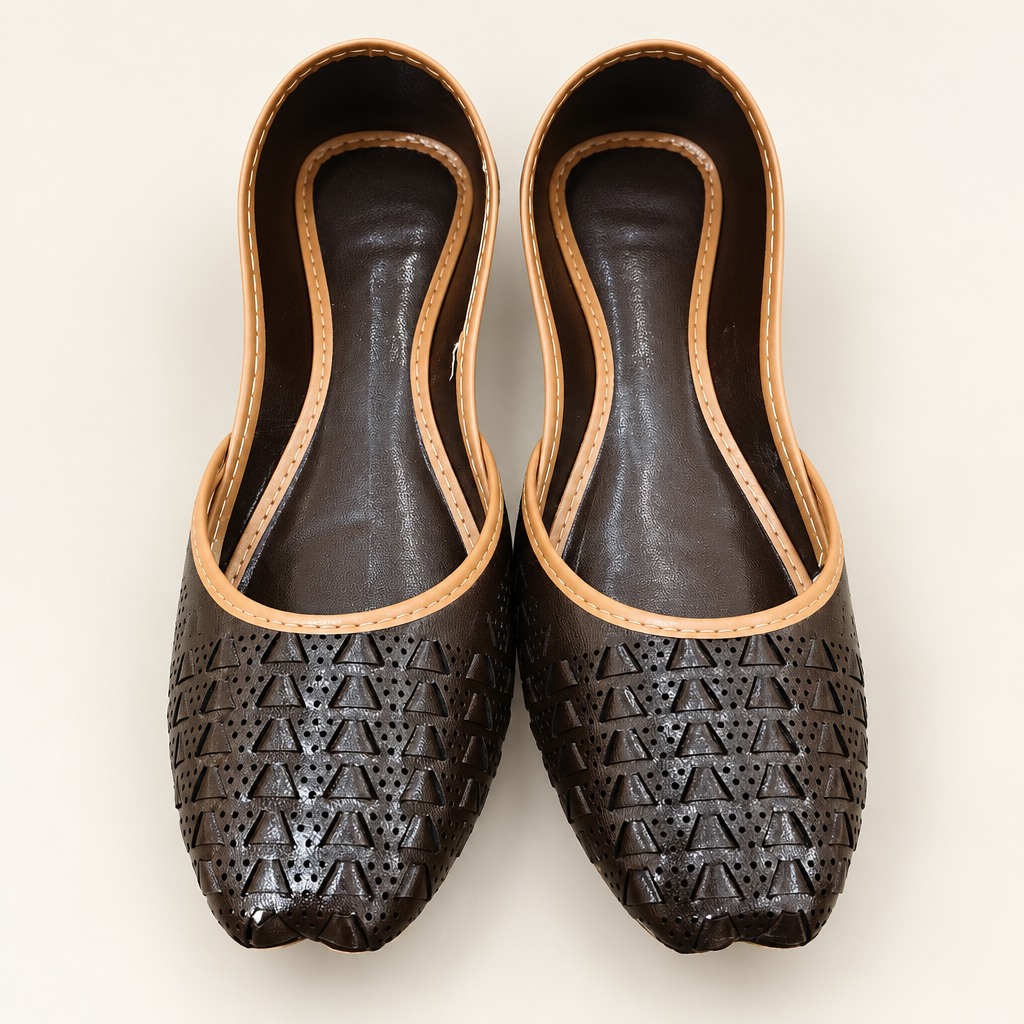 Chikankari Khussa-Choco Brown